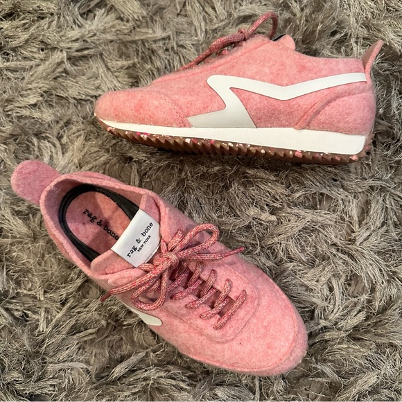 Rag & Bone Retro Runner Felted Wool Blend Pink Sneakers - Picture 1 of 16